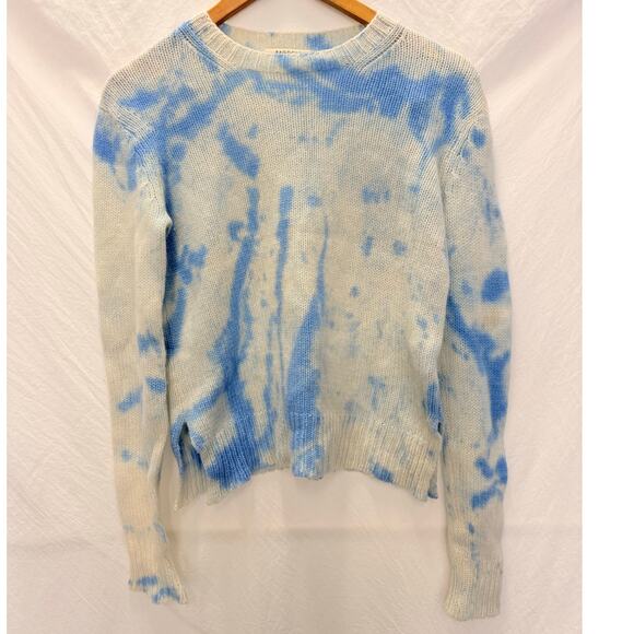 RAGDOLL LA 100% Cashmere Blue Tie-Dyed Sweater XS Fall‎ Winter Cozy Lounge - Picture 2 of 5